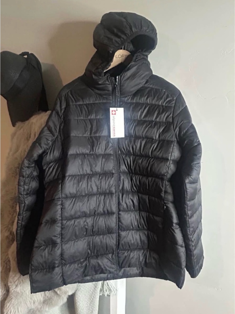 Alpine Swiss Black Quilted Packable Puffer Jacket xl